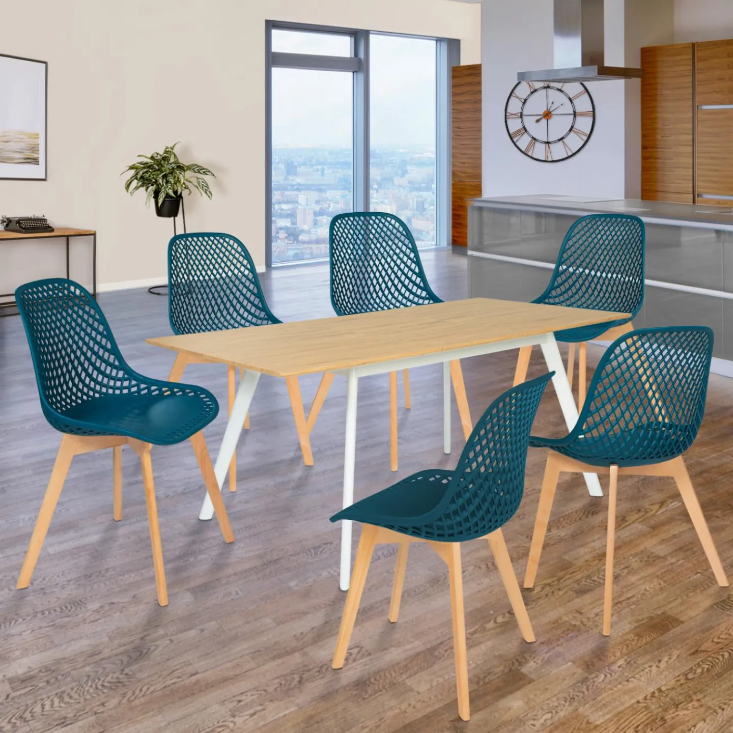 6 chaises bleu canard pour salle à manger*IDMarket Sale