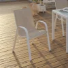 6 chaises de jardin blanc et beige empilables en métal et textilène*IDMarket Discount