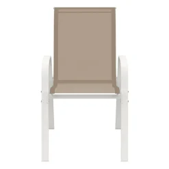 6 chaises de jardin blanc et beige empilables en métal et textilène*IDMarket Discount