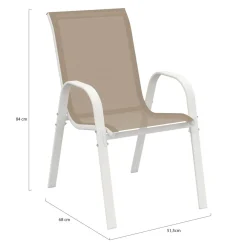 6 chaises de jardin blanc et beige empilables en métal et textilène*IDMarket Discount