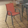 6 chaises de jardin en métal et textilène gris, noir et terracotta empilables*IDMarket Best