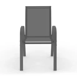 6 chaises de jardin en métal et textilène gris, noir et terracotta empilables*IDMarket Best