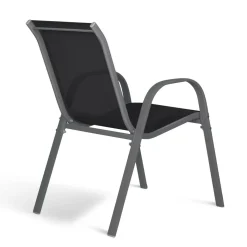 6 chaises de jardin en métal et textilène gris, noir et terracotta empilables*IDMarket Best