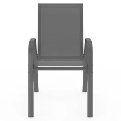 4 chaises de jardin en métal et textilène gris, noir et bleu*IDMarket
