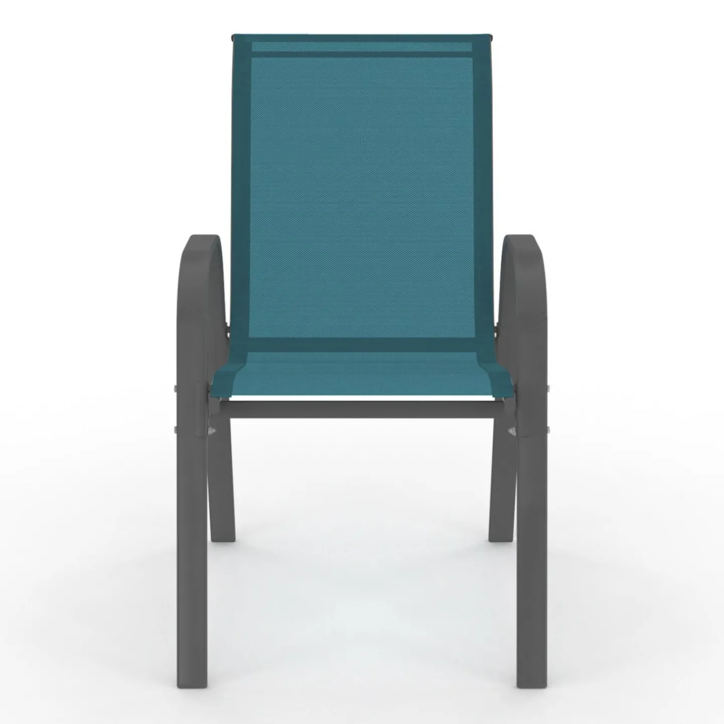 4 chaises de jardin en métal et textilène bleu canard*IDMarket Discount