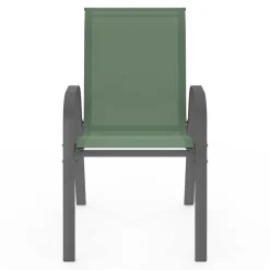 6 chaises de jardin vert olive empilables en métal et textilène*IDMarket New