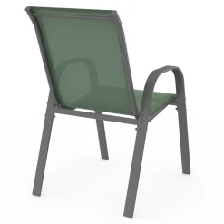 6 chaises de jardin vert olive empilables en métal et textilène*IDMarket New