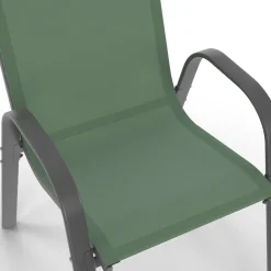 6 chaises de jardin vert olive empilables en métal et textilène*IDMarket New