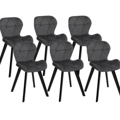 6 Chaises en velours gris foncé*IDMarket