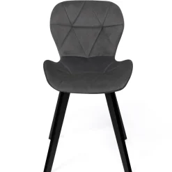 6 Chaises en velours mix color bleu, gris et jaune*IDMarket New