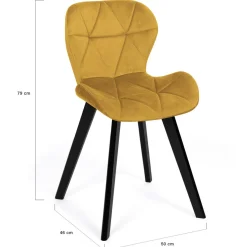 6 Chaises en velours mix color bleu, gris et jaune*IDMarket New