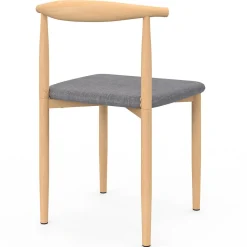 6 chaises imitation bois et tissu gris clair*IDMarket Online