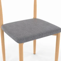 6 chaises imitation bois et tissu gris clair*IDMarket Online