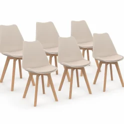6 chaises scandinaves beiges*IDMarket Hot