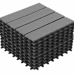 10 dalles de terrasse clipsables 30x30 cm en bois composite gris*IDMarket New