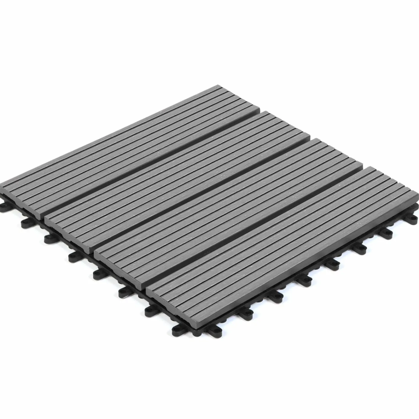 10 dalles de terrasse clipsables 30x30 cm en bois composite gris*IDMarket New