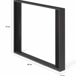 2 pieds de table carrés noir 75 cm*IDMarket Best