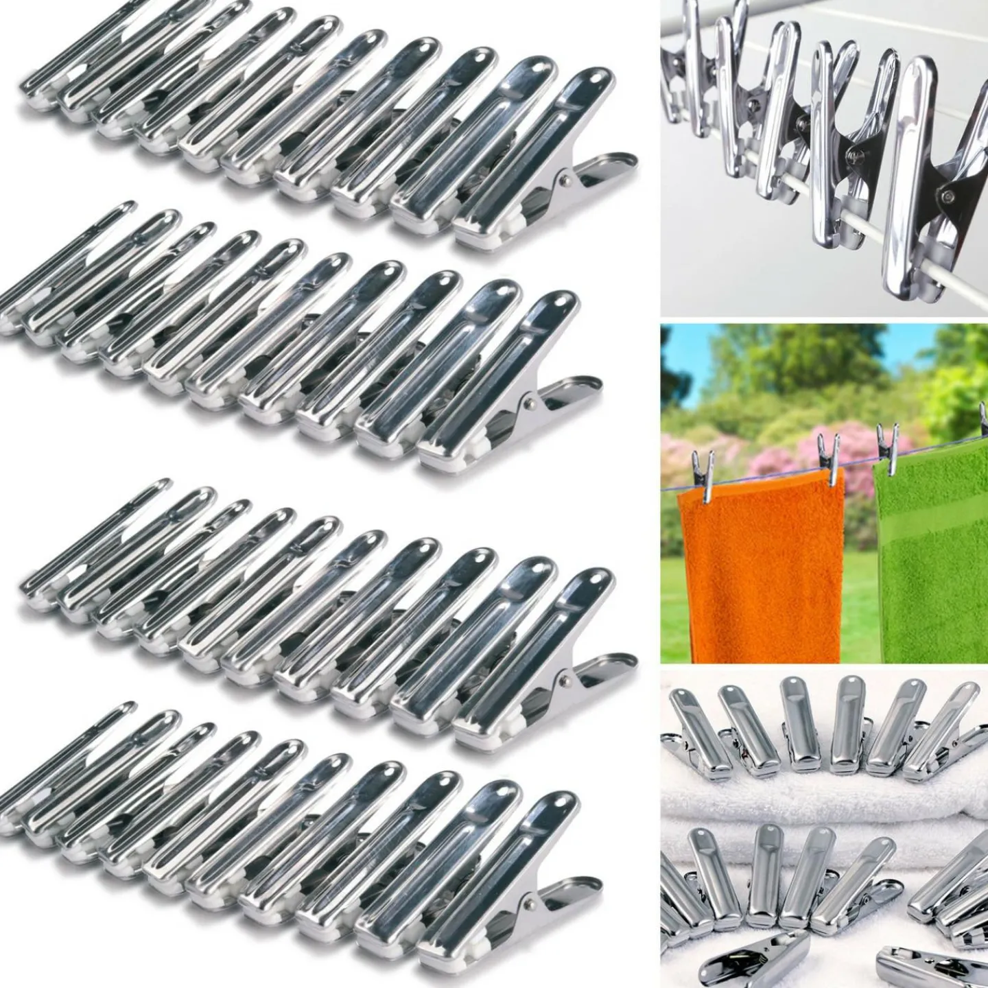 40 pinces à linge en inox*IDMarket Discount