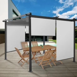 2 stores enrouleurs blancs 225 cm pour pergola*IDMarket Best