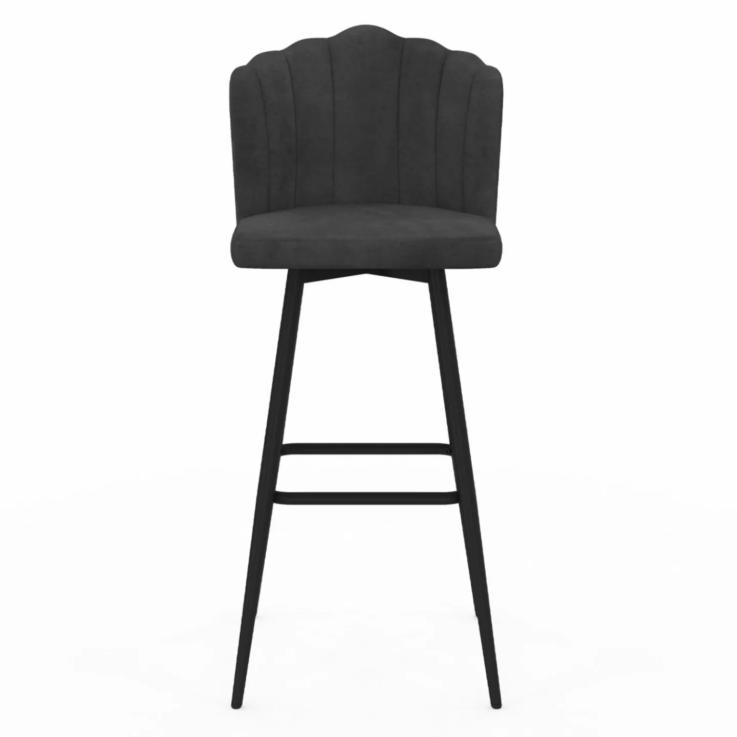 2 tabourets coquillages en velours gris anthracite*IDMarket Online