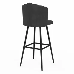 2 tabourets coquillages en velours gris anthracite*IDMarket Online