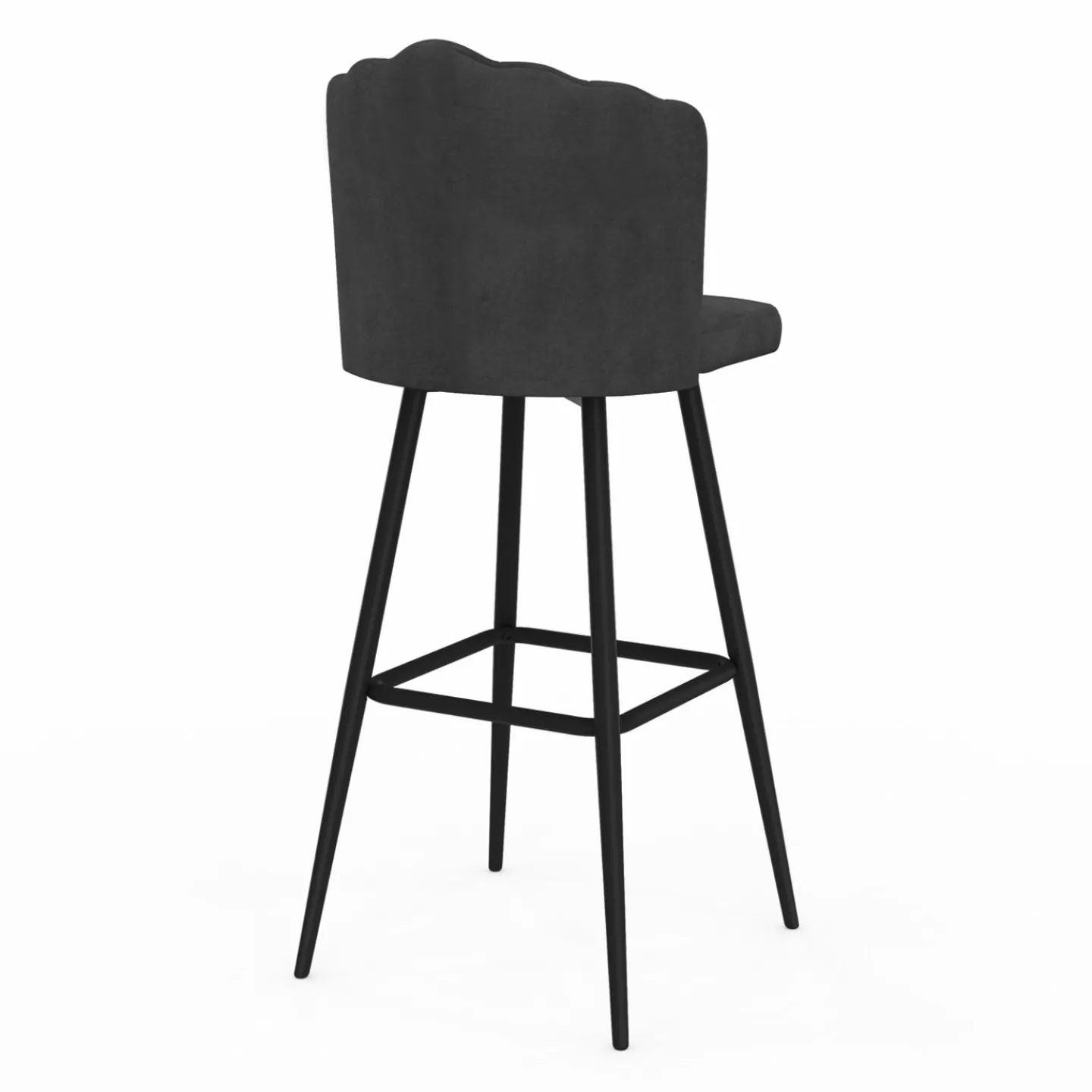 2 tabourets coquillages en velours gris anthracite*IDMarket Online