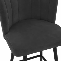 2 tabourets coquillages en velours gris anthracite*IDMarket Online