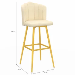 2 tabourets coquillages en velours crème*IDMarket Clearance