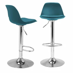 2 tabourets de bar design bleu canard*IDMarket New