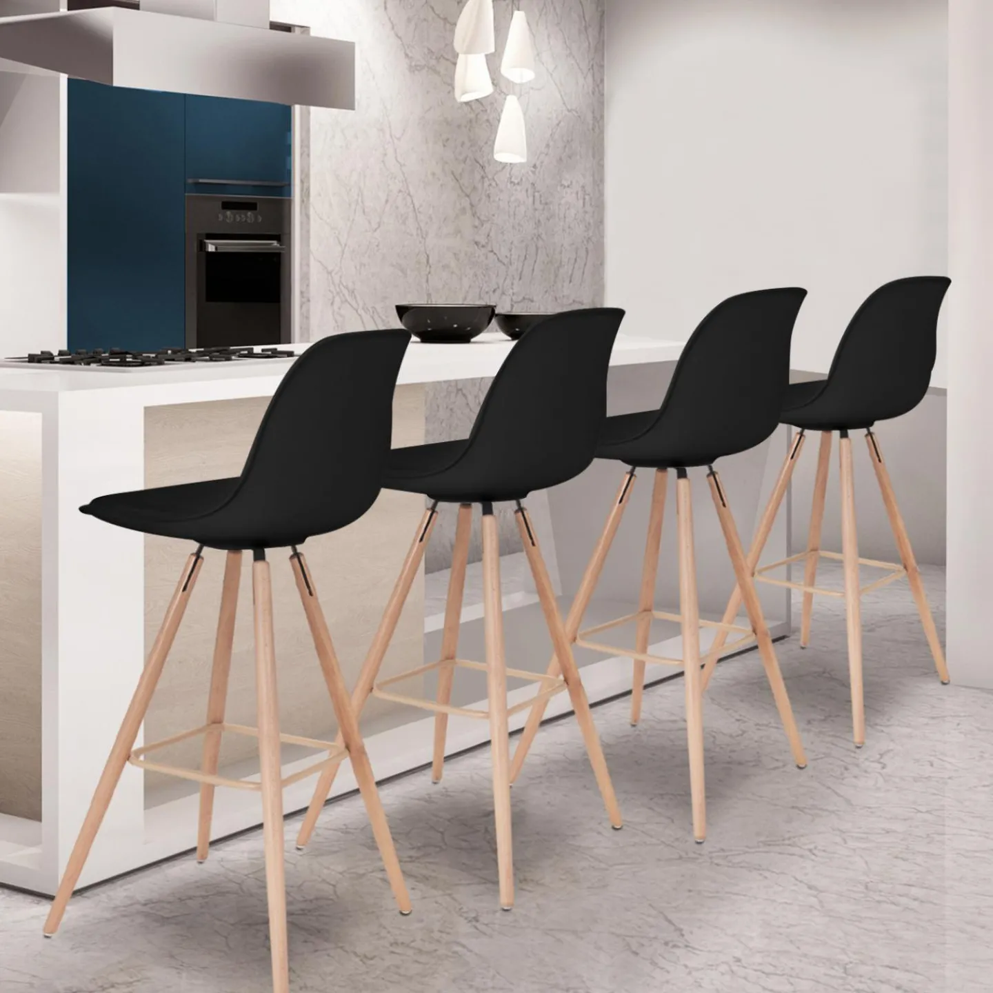 4 Tabourets de bar scandinaves noirs SARA*IDMarket Clearance