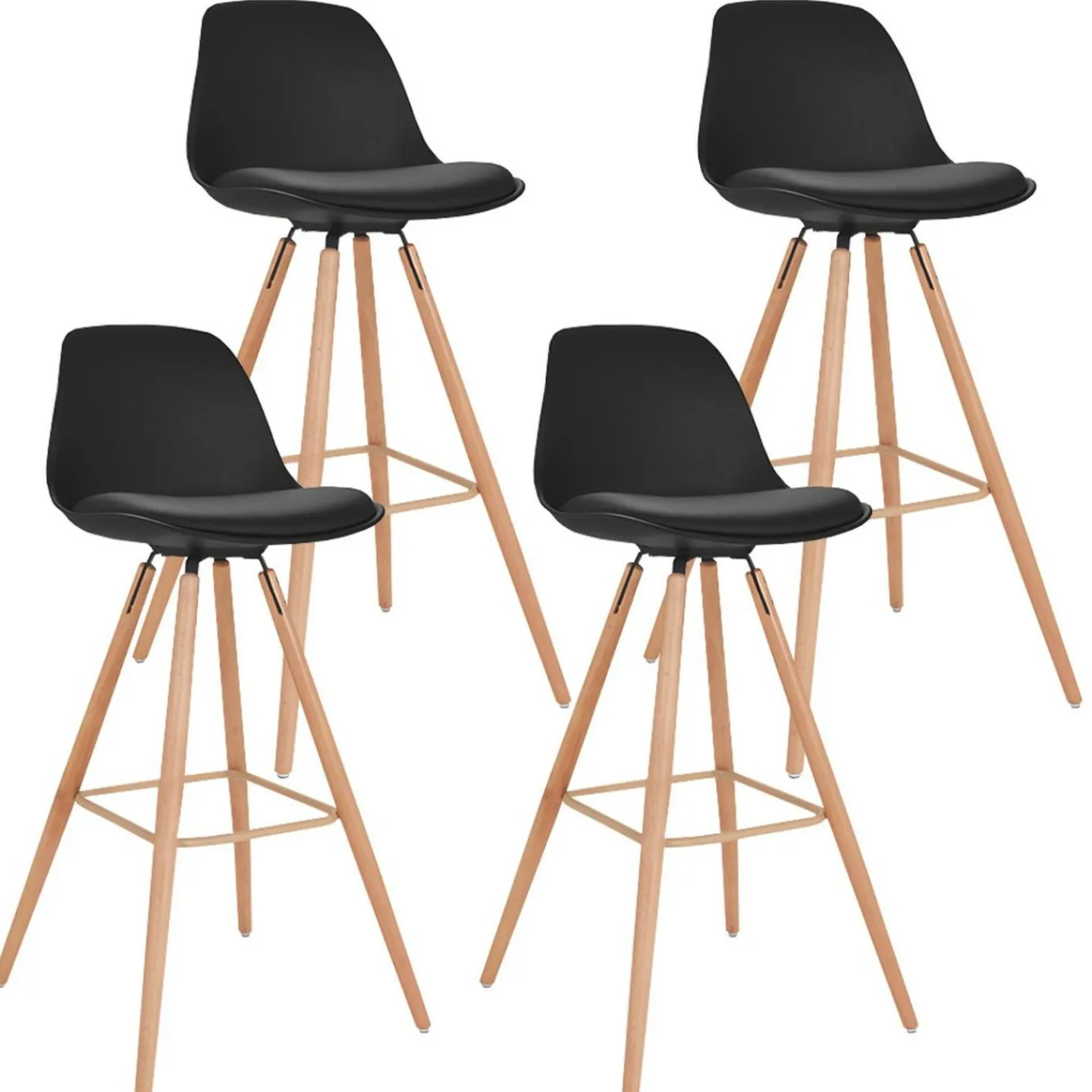 4 Tabourets de bar scandinaves noirs SARA*IDMarket Clearance