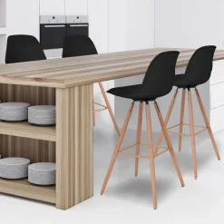 4 Tabourets de bar scandinaves noirs SARA*IDMarket Clearance
