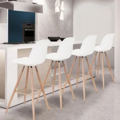 4 Tabourets de bar scandinave blanc SARA*IDMarket Best
