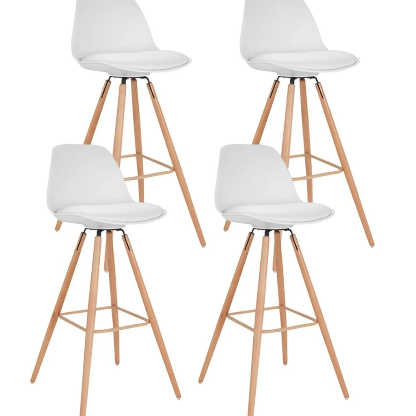4 Tabourets de bar scandinave blanc SARA*IDMarket Best