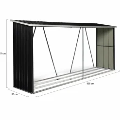 Abri bois de chauffage 4 m³ en acier galvanisé*IDMarket New