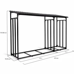 Abri bois de chauffage en acier galvanisé avec housse de protection*IDMarket New