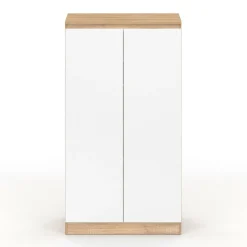 Armoire à chaussures 18 paires 2 portes blanc et effet bois*IDMarket Hot