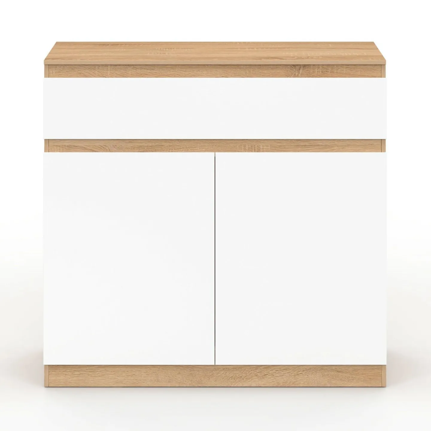 Armoire à chaussures 12 paires 2 portes 1 tiroir blanc et effet bois*IDMarket Online