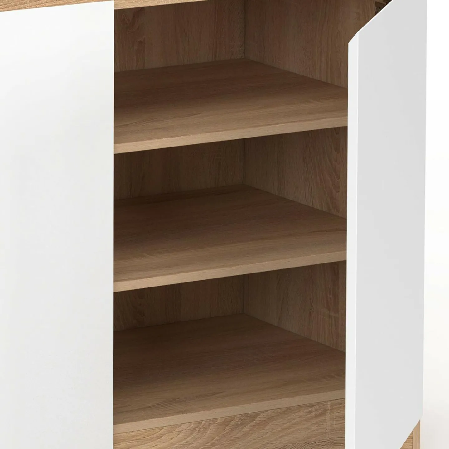 Armoire à chaussures 12 paires 2 portes 1 tiroir blanc et effet bois*IDMarket Online