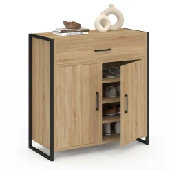 Armoire à chaussures 12 paires 2 portes et 1 tiroir design industriel*IDMarket Sale