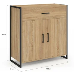 Armoire à chaussures 12 paires 2 portes et 1 tiroir design industriel*IDMarket Sale