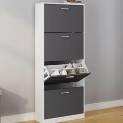 Armoire à chaussures 4 portes grises*IDMarket Sale