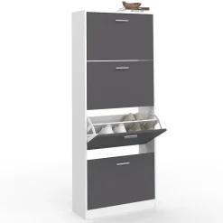 Armoire à chaussures 4 portes grises*IDMarket Sale