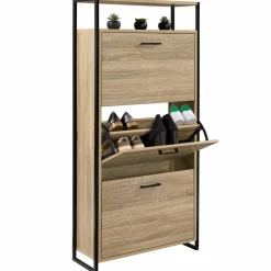 Armoire à chaussures avec étagère bois et métal*IDMarket