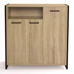 Armoire à chaussures avec portes et une niche bois et métal*IDMarket Hot