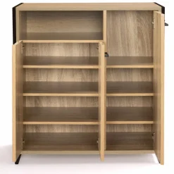 Armoire à chaussures avec portes et une niche bois et métal*IDMarket Hot