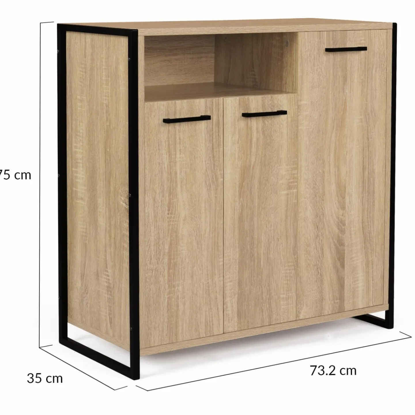 Armoire à chaussures avec portes et une niche bois et métal*IDMarket Hot