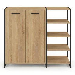 Armoire à chaussures design industriel 12 paires 2 portes et 4 étagères*IDMarket Online