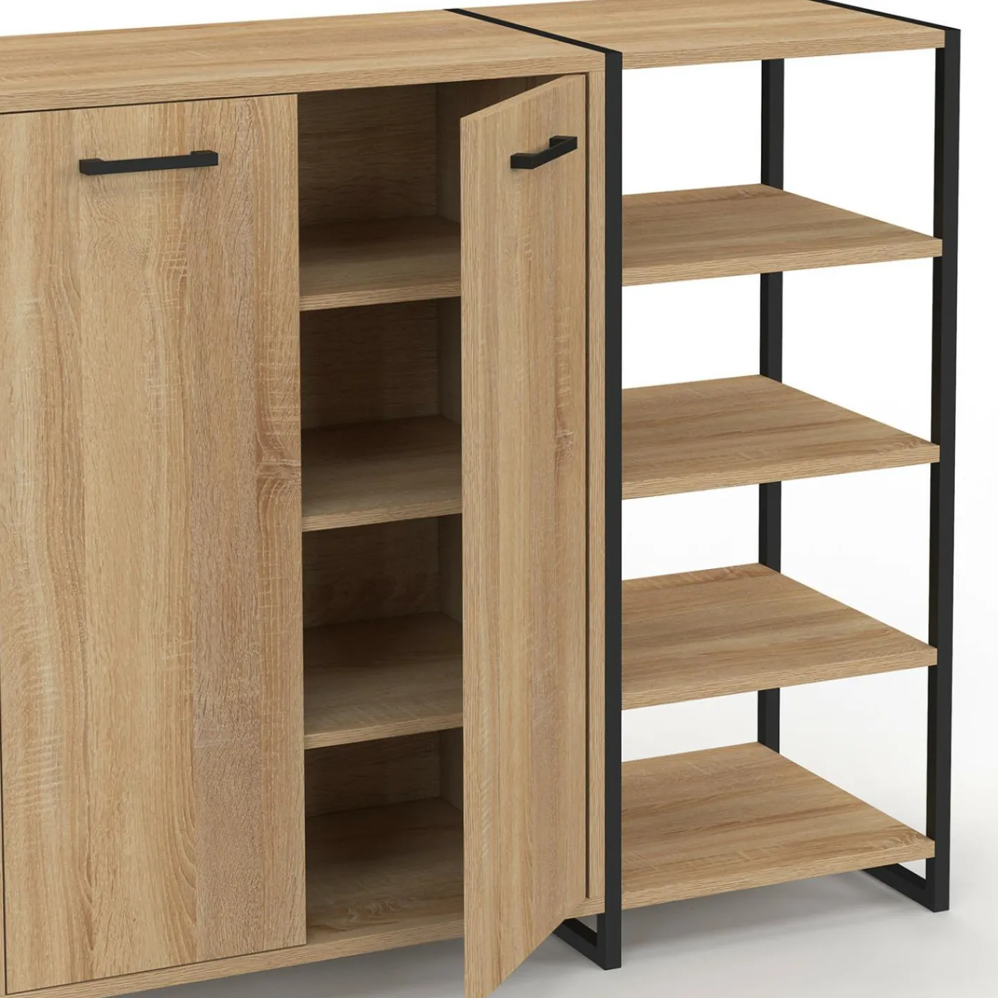 Armoire à chaussures design industriel 12 paires 2 portes et 4 étagères*IDMarket Online