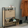Armoire à chaussures industrielle avec étagère bois et métal*IDMarket Online